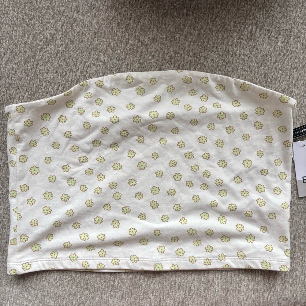brand new! nordstrom bp. white and green floral tube top.